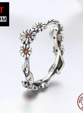 饰品跨境32020新款 欧美热卖s925纯银时尚戒指女小雏菊镶钻指环