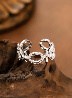 简约小众镂空樱花钛钢戒指