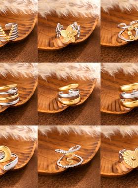 欧美ins风不锈钢几何戒指女