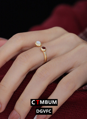 撞色滴油戒指女款几何气质轻奢高