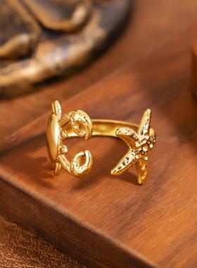 ins风海马戒指女不锈钢手饰