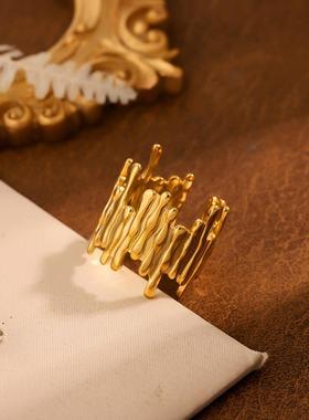 暗黑风不规则不锈钢开口戒指