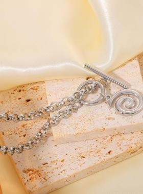 欧美小众螺旋吊坠不锈钢项链