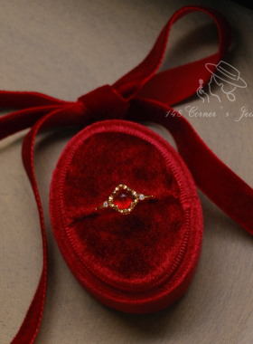 绯红浆果 复古气质显白轻奢中式糖塔芬达红石榴石925银镀金戒指环