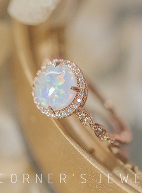 日系立体锆石镀金戒指复古宫廷