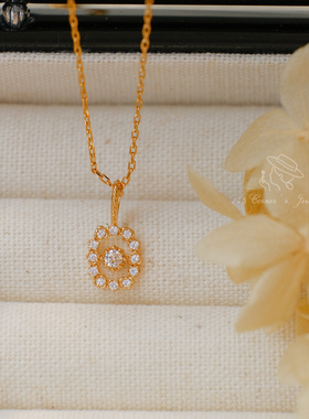 璀璨 日系精致气质简约轻奢全锆石925纯银镀金短款锁骨项链