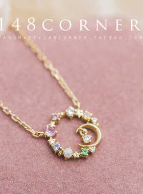 项链925银少女星星月亮