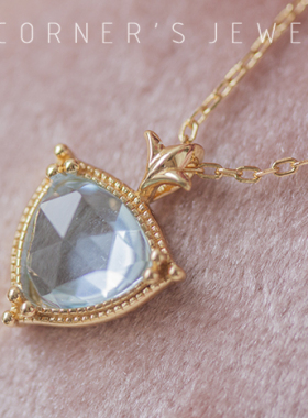 日系复古托帕石玫瑰银镀金短项链