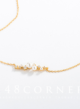 日系锆石钻纯银杂志款贝壳珍珠