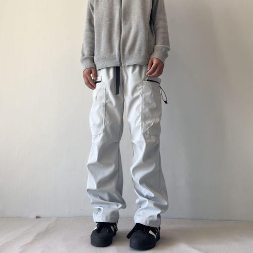 soxiox夏季户外冲锋裤男女防泼水防风滑雪裤直筒美式机能工装裤子 - 图3