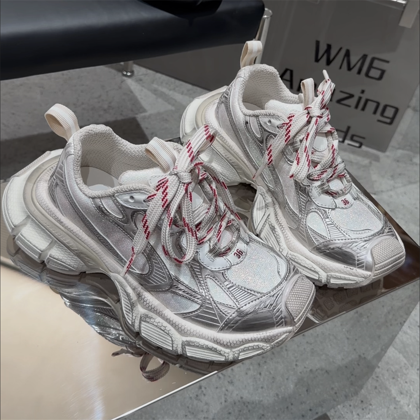 WM6女鞋2026春新款欧货真皮系带ins厚底撞色老爹鞋松糕休闲运动鞋,淘宝优惠券,粉丝福利购,淘宝优惠卷