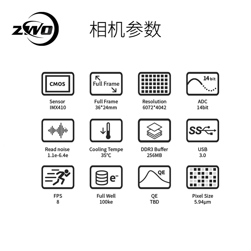 ZWO ASI2400MC Pro天文冷冻相机全画幅电子目镜摄像头2400万像素-图2