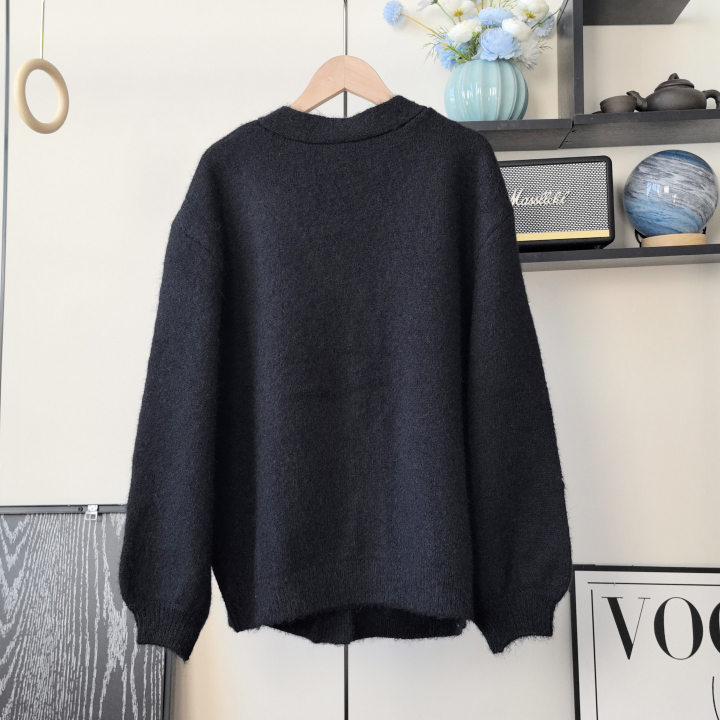 复古时髦重工花朵提花宽松廓形羊毛混纺V领针织开衫毛衣外套女冬,淘宝优惠券,粉丝福利购,淘宝优惠卷