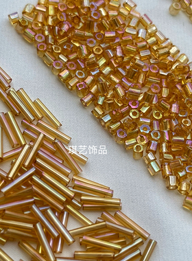 透明幻彩金色米珠管珠DIY套装