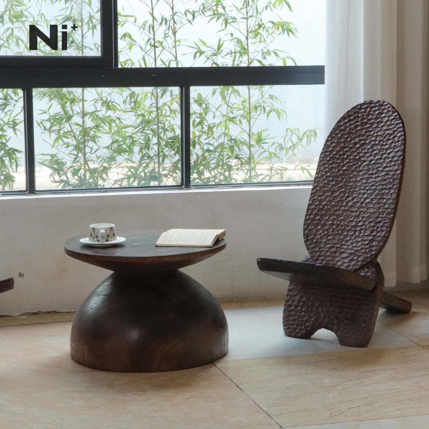 Ni尼家侘寂风椅子复古木椅客厅休闲椅创意设计师椅子阳台桌椅组合,淘宝优惠券,粉丝福利购,淘宝优惠卷