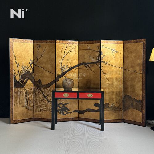 Ni+尼家古典中式入户屏风梅花隔断客厅遮挡酒店民宿装饰禅意折屏 - 图2