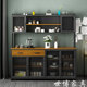 Industrial style wrought iron partition cabinet solid wood home restaurant