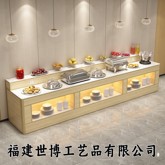 High-end hotel breakfast tablebufei insulation stove school hosting canteen restaurant single sided against wall buffet booth