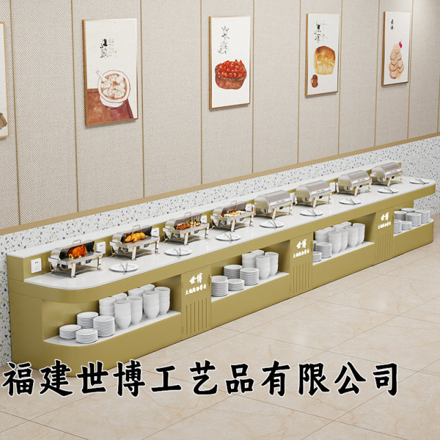 High-end hotel breakfast tablebufei insulation stove school hosting canteen restaurant single sided against wall buffet booth