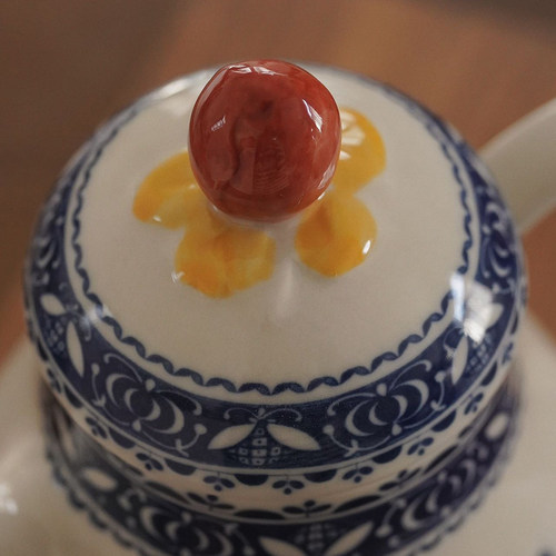 清现货Johnson Brothers英国中古釉下彩心花跳舞男孩女孩陶瓷水壶 - 图1