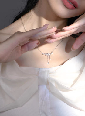 999纯银花间幸运项链女蝴蝶轻奢小众设计感高级感送闺蜜生日礼物