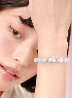 静风格貔貅招财吞金兽猫眼石编绳转运珠手链情侣款手串生日礼物