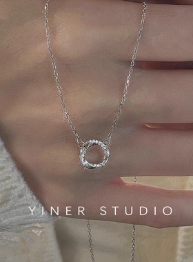 999纯银莫比乌斯圆环纯银项链女款轻奢小众锁骨链生日礼物送闺蜜