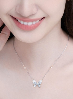 999足银冰屿蝴蝶项链女发夜光高级感锁骨链轻奢小众简约生日礼物