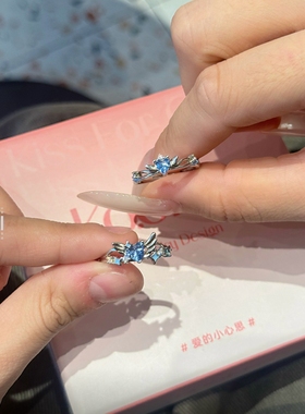 KOOKISS爱心之翼闪钻999纯银戒指女闺蜜款小众设计甜美百搭高级感