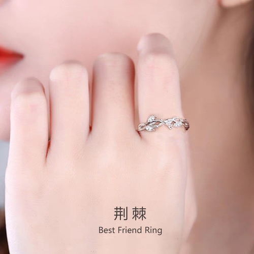 999纯银荆棘与玫瑰花一对戒指闺蜜女生小众设计轻奢高级感二人款 - 图2