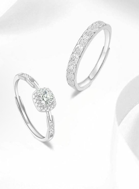 小方糖满天星999纯银情侣一对戒指小众设计精致轻奢不掉色送女友