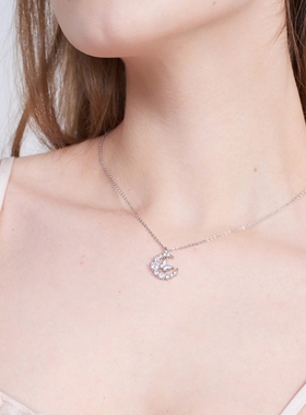 RINGLOVE闪耀蝴蝶月牙锆石项链气质甜美小清新轻奢小众高级锁骨链