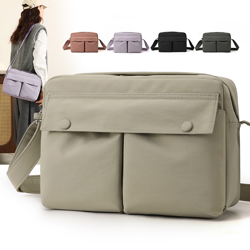 2026新款春夏休闲尼龙布包多口袋帆布斜挎包女轻便百搭通勤邮差包,淘宝优惠券,粉丝福利购,淘宝优惠卷