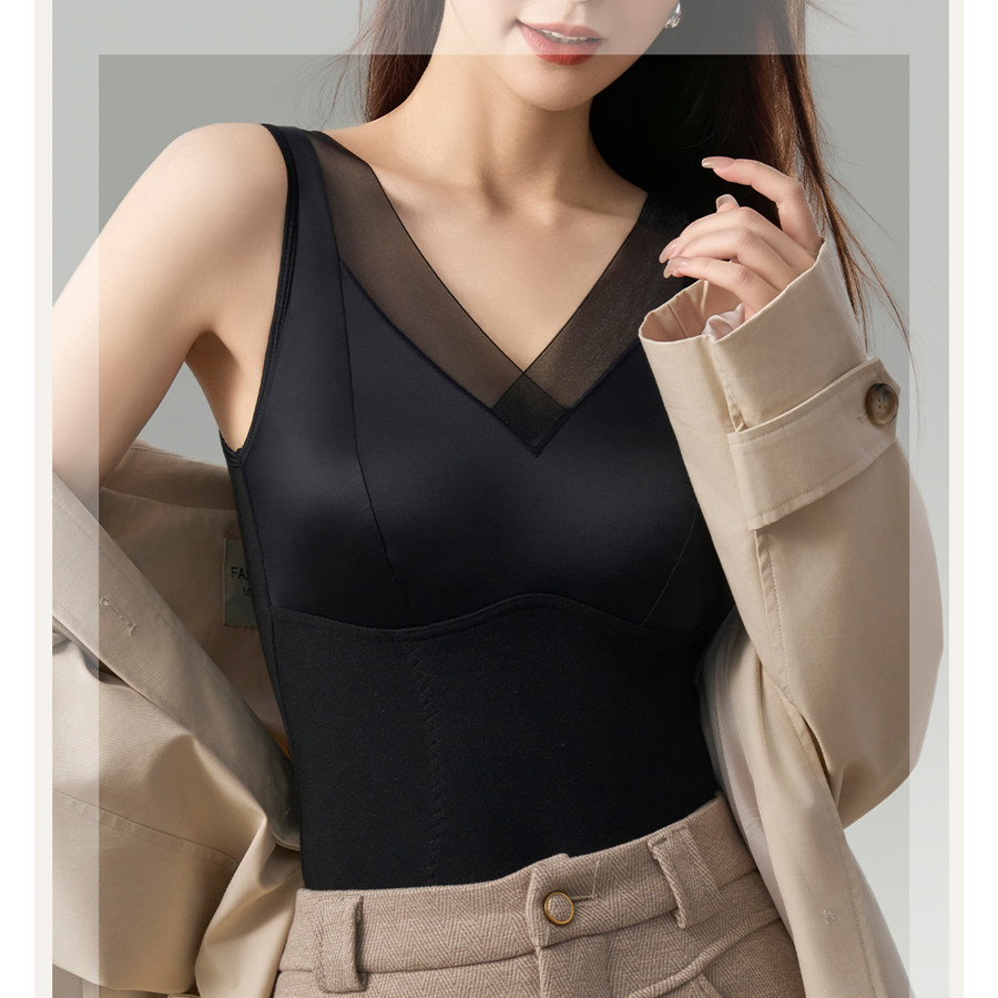 【恩佳N】桑蚕丝+羽毛绒 暖宫贴片 光感缎面无痕保暖背心 2521#,淘宝优惠券,粉丝福利购,淘宝优惠卷