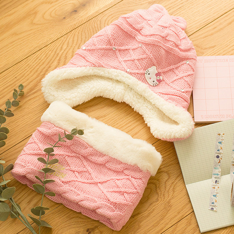 韩国winghouse儿童秋冬季帽子女童宝宝可爱保暖护耳帽子围脖套装,淘宝优惠券,粉丝福利购,淘宝优惠卷