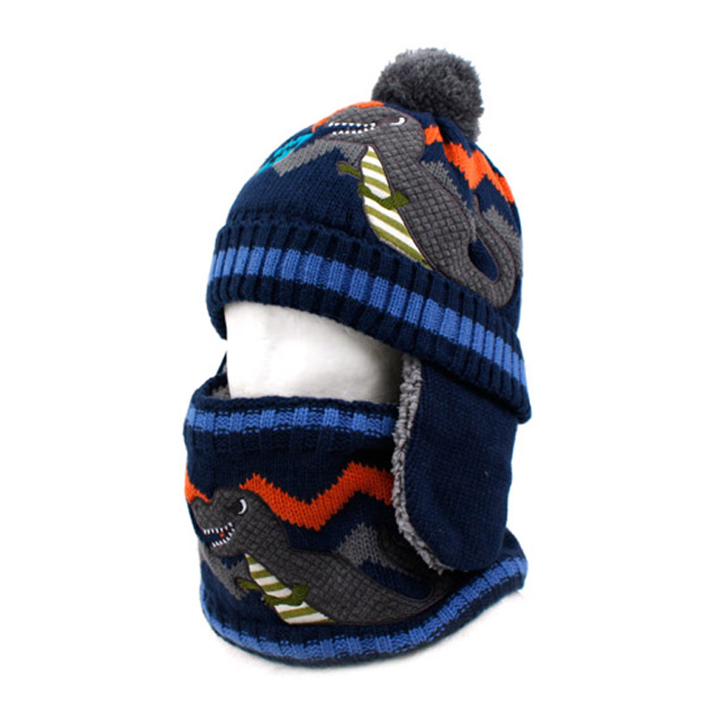 winghouse儿童帽子围巾围脖两件套装男童宝宝恐龙秋冬季护耳帽潮,淘宝优惠券,粉丝福利购,淘宝优惠卷