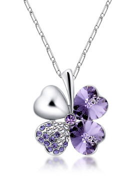 四叶草锁骨链女生日礼物水晶项链