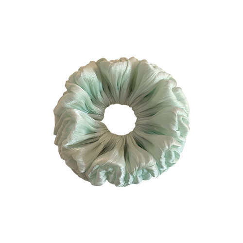 韩系甜美薄荷绿丝光双层大肠发圈女扎头发丸子头发绳头绳皮筋发饰 - 图3