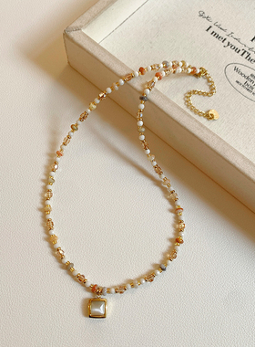 小众天然石串珠吊坠项链女款2026新款高级感轻奢锁骨链颈链配饰品