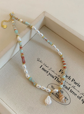 小众独特天然石珍珠串珠海螺吊坠项链女2026新款锁骨链颈链配饰品