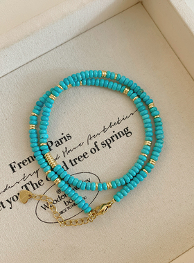 新中式天然绿松石串珠项链女款2025新款高级感轻奢小众锁骨链颈链