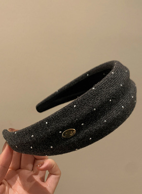 韩系深灰色满天星宽边发箍女气质高颅顶压发头箍日常百搭外出发卡