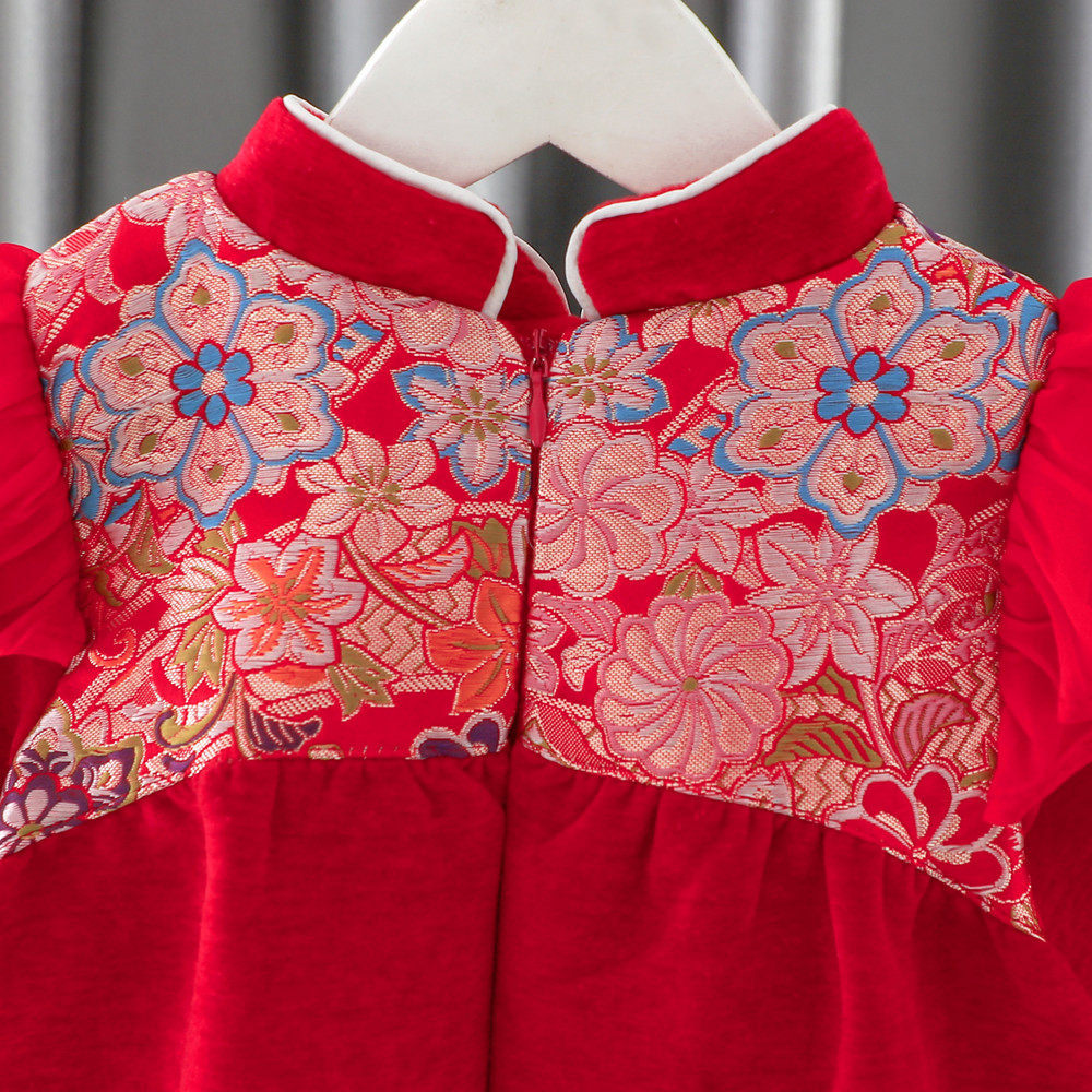 汉服女童裙子冬装儿童国风唐装宝宝加绒加厚一周岁礼服抓周宴冬季,淘宝优惠券,粉丝福利购,淘宝优惠卷