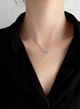 D色莫桑钻项链女轻奢纯银锁骨链