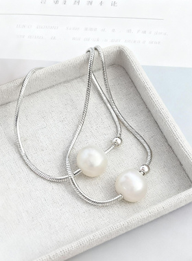 S925纯银天然珍珠项链女款