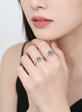 D色莫桑石纯银戒指女款