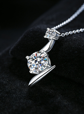 莫桑石纯银项链女轻奢小众白金色