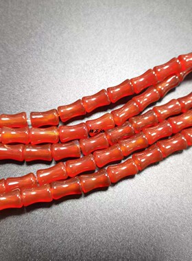 天然红玛瑙竹节管珠散珠
