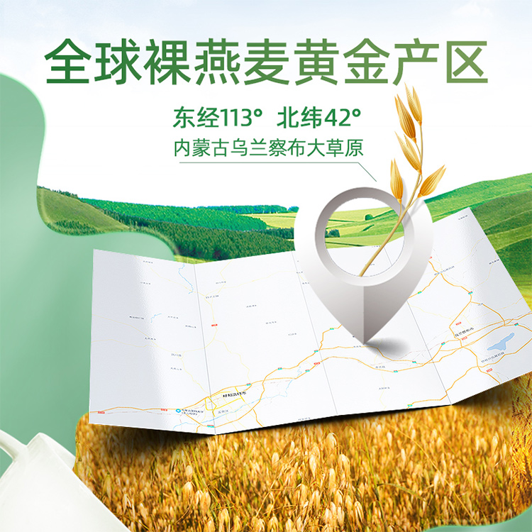 阴山优麦1kg纯燕麦片有机裸燕麦孕妇无蔗糖营养早餐即食冲饮麦片