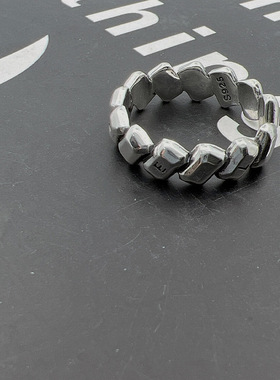 韩国东大门复古做旧英文字母戒指小众设计ins简约高级设计感百搭